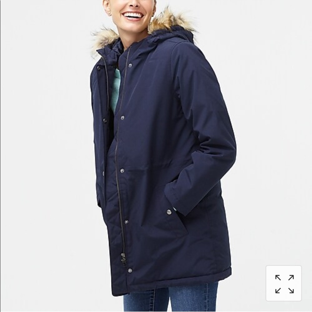 J. Crew Factory faux fur trim parka